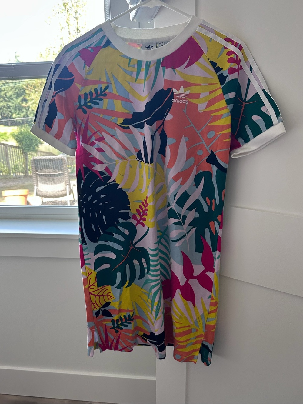 adidas White Collar Multicolor Tropical Tee